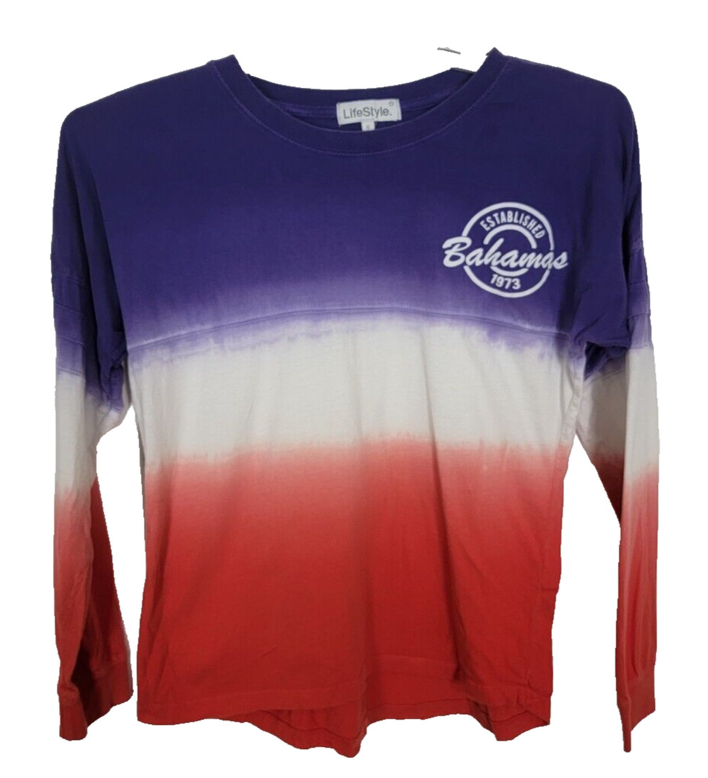 LifeStyle Women's Long Sleeve Tie Dye T-Shirt Freemont Bahamas Size S
